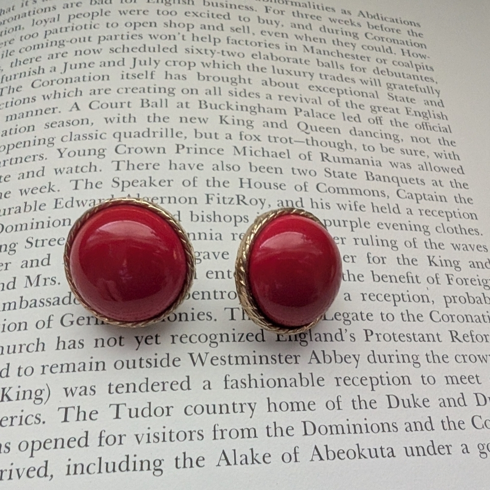 Elegant Red Button Earrings
